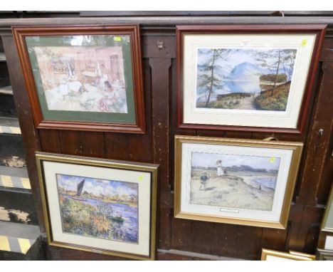 Four pictures and prints, signed print of Buttermere and Fleetwith Pike by Arthur Terry Blamires etc