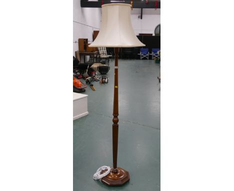 Mahogany lamp standard with cream shade  