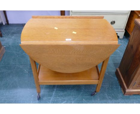 Light oak drop leaf trolley