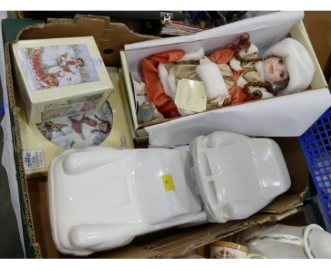 Two ceramic car ornaments, Leonardo Collection Snow Princess doll, plate and mug  