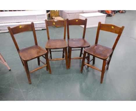 Four elm kitchen chairs, height 77 cm, width 35 cm, height to seat 45 cm