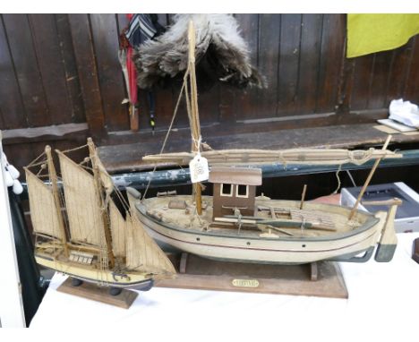 Two wooden model boat 