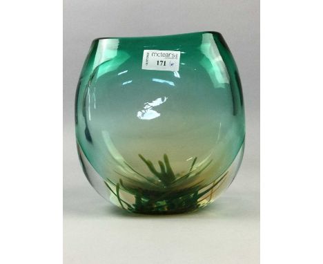 TWO MODERN GLASS VASES,along with a Lladro swan, a small ceramic floral ornament Wedgwood cup and saucer and a Caithness glas