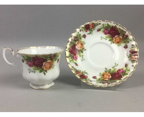 ROYAL ALBERT OLD COUNTRY ROSES PART TEA SERVICE,comprising four teacups, six saucers and a sandwich plate