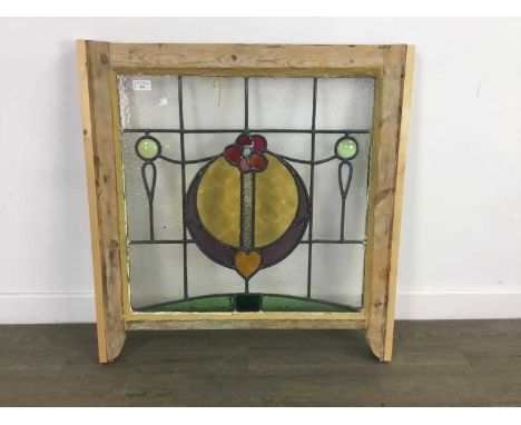 LEADED STAINED GLASS PANEL,55cm high, 55cm wide