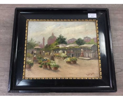 K DROGSLER,VIENNA FLOWER MARKEToil on canvas, signedimage size 26cm x 32cm, overall size 37cm x 43cm Framed