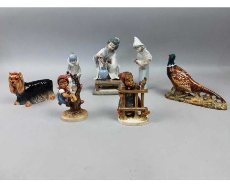 LLADRO FIGURE OF A GEISHA,19.5cm high, along with two further Lladro figures, two Beswick figures, and two Hummel figures (7)