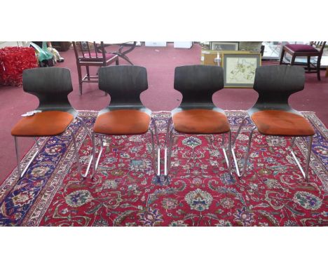 A set of four vintage Italian pagwood chairs by Flötotto, bearing maker's marks 
