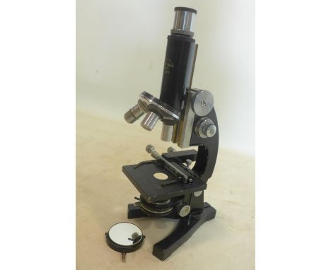 A vintage Japanese Tiyoda Tokyo MKO microscope, no.12295, H.34cm, in original wooden box 