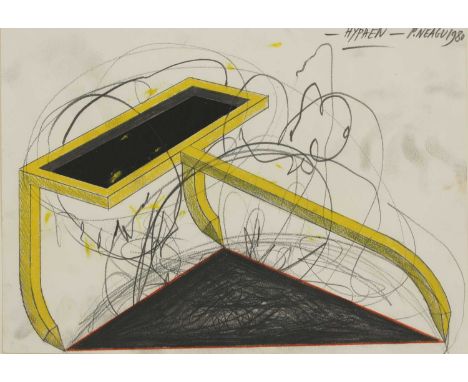 *Paul Neagu (British-Romanian, 1938-2004)'Hyphen'signed, titled and dated 1980 u.l., pencil and coloured crayon25.5 x 35cmPro