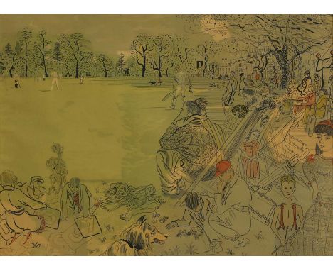*Anthony Gross RA (1905-1984)'The Cricket Match', circa 1950Lithograph, series 2, no 5, published by J Lyons &amp; Co. Ltd., 