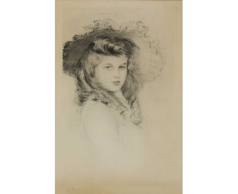 Paul Cesar Helleu (French, 1859-1927)'Ellen Helleu in a lace-trimmed hat'Drypoint, circa 1902, from a small edition, signed i