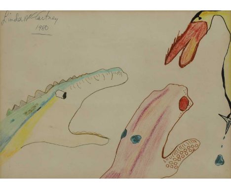 Linda McCartney (American, 1941-1998)'Monsters'signed and dated 1980 u.l., also signed by the artist verso, pen and ink and c