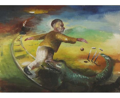 *Steven Campbell (Scottish, 1953-2007)'Study for Allegory', 1986acrylic on paper30 x 40cm Provenance: Marlborough Fine Art, L