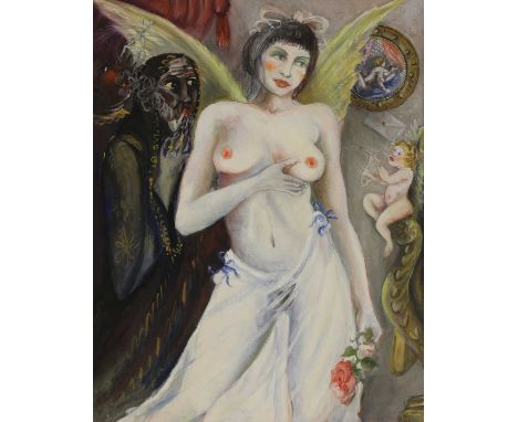 *Gabriel Summers (b.1962)'Cherub Feeder - Hey! Don't clip her wings!'signed and dated 89 l.r., oil on canvas92 x 71cm*Artist'