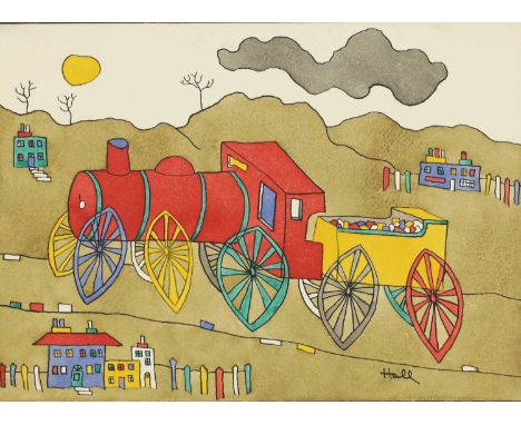 Kenneth Hall (1913-1946)Trainsigned l.r., painted 29.9.37, inscribed 'to Adam for his second birthday from Gran' verso, water