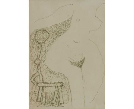 *Roger Hilton (1911-1975)Nude and a chairsigned with initials and dated '74 l.l., felt-tip pen30 x 20.5cmProvenance: Waddingt