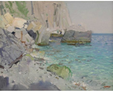Bato Dugarzhapov (Russian b.1966)'The Calm'inscribed in Cyrillic verso, oil on canvas41 x 51cmDugarzhapov studied and perfect