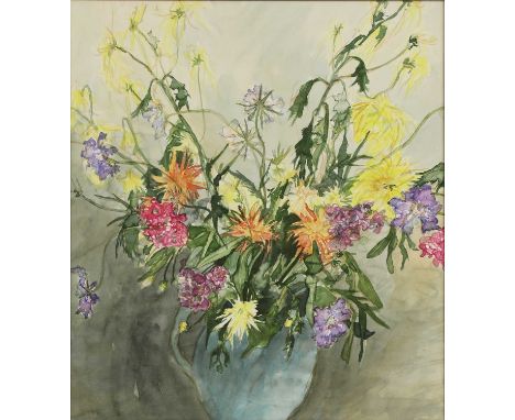 *Jenny Matthews (b.1964)A vase of flowerssigned and dated 1986 l.l., watercolour81 x 71cmProvenance: The Estate of Robin and 