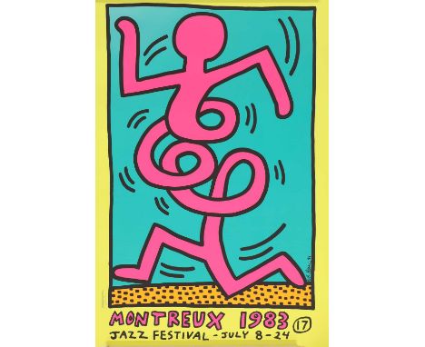 Keith Haring (American, 1958-1990) Yellow Montreux; Green Montreux; Pink Montreux, Jazz Festival Posters, 1983set of three sc