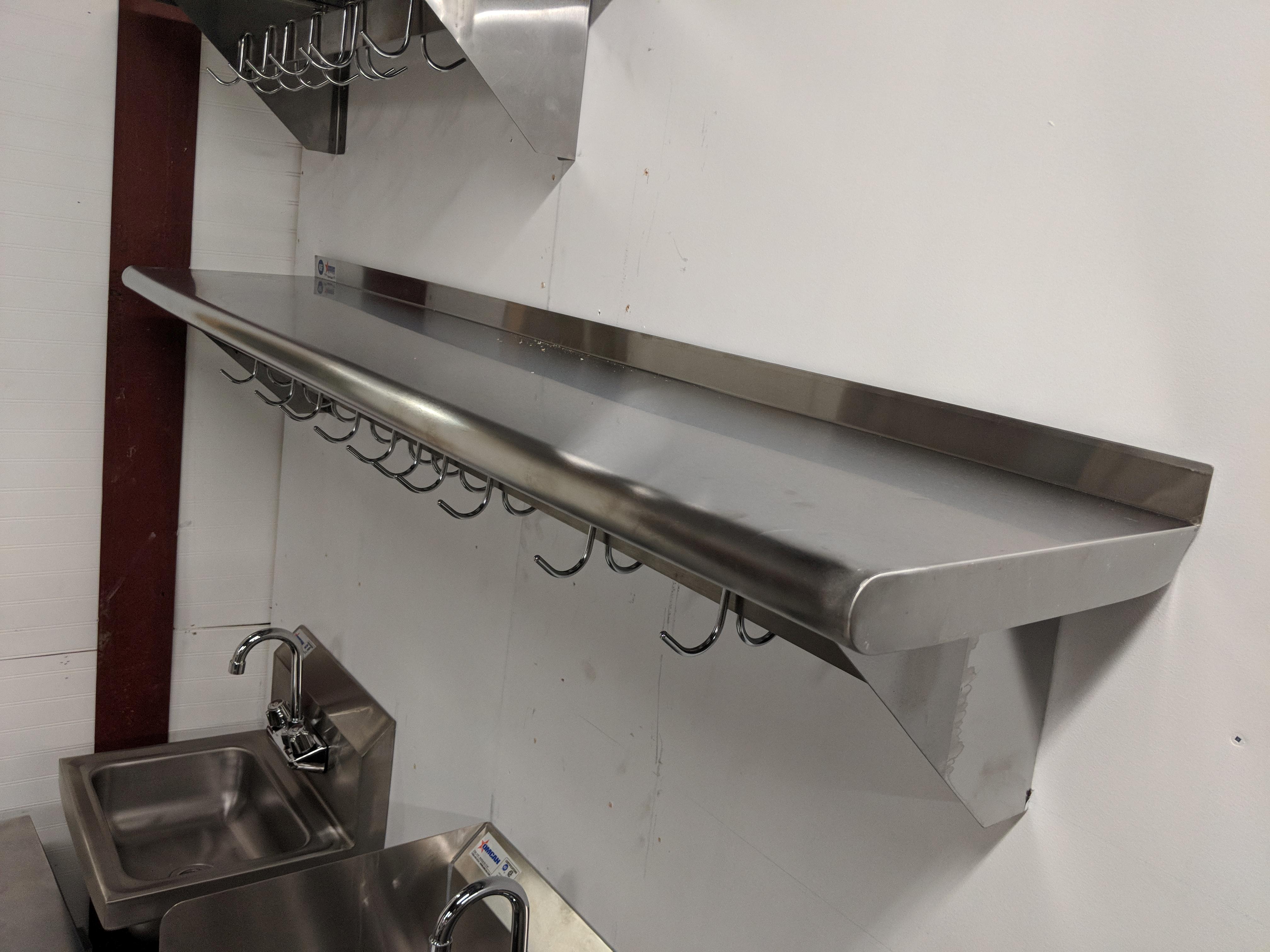 12” x 60” Stainless Steel Pot Rack with Shelf, Omcan 31853, New In Box