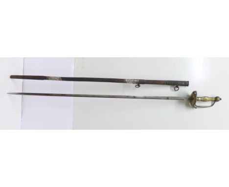 A 19th Century small sword, blade 70cm, scabbard a/f