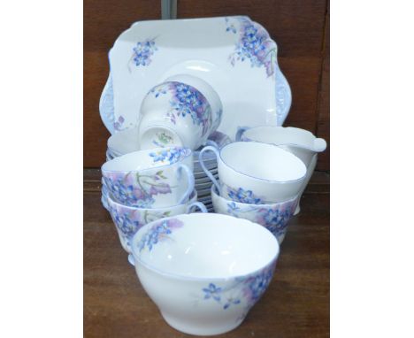 A Shelley Blue Spray china tea service