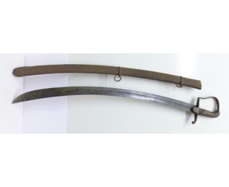 A 1796 light cavalry troopers sword marked S &amp; J Dawes with metal scabbard, blade 84cm