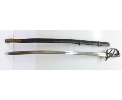 An 1821 pattern light cavalry troopers sword marked Osborn in associated scabbard, blade 89.5cm