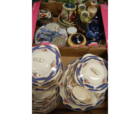 Two boxes of miscellaneous china and glassware to include  Beswick Shetland pony (loss to ear), Vienna style part tea service