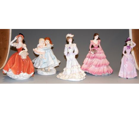 Five various Coalport and Worcester figurines to include Love, Louisa at Ascot, and Chantilly Lace   Condition Report / Extra