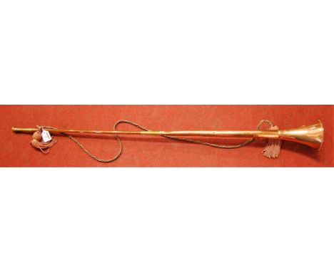 A large copper and brass hunting horn, 126cm