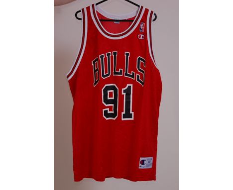 Chicago Bulls 91 Rodman jersey. This item of clothing was worn exclusively by Nick Carter of the Backstreet Boys for his band