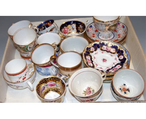 A quantity of early 19th century and later principally English porcelain tea and coffee cups and saucers, various factories C