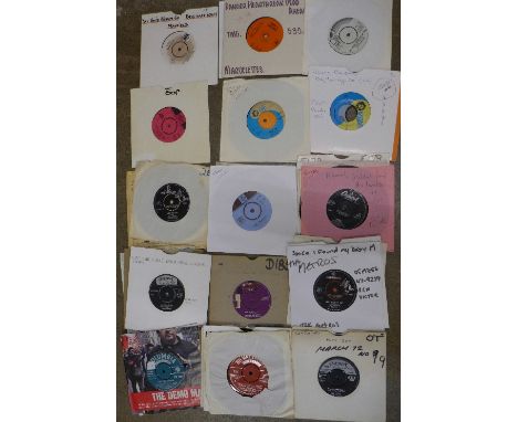 Over 100 1960's 7" 45rpm vinyl records, including Bob Dylan, Nina Simone, Beach Boys, etc.