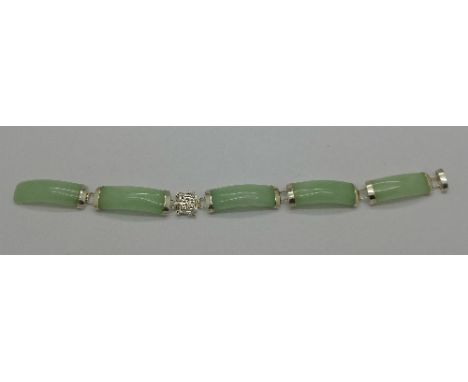 A silver and jade bracelet, a/f