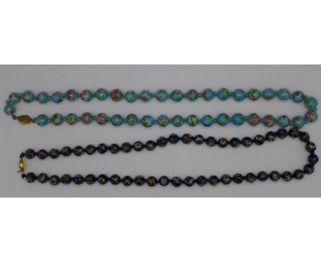A cloisonné enamel necklace and one other
