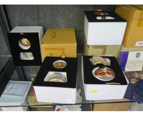 Four House of Fabergé Imperial Collection music boxes, with leaflets and original packaging, Levade by Pamela du Boulay, and 