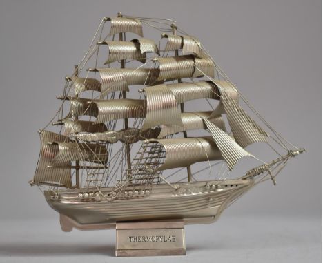 A Miniature Pewter Model of Three Masted Ship, Thermopylae. Thermopylae which was a Clipper Ship Built in 1868 by Walter Hood