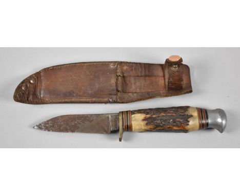 A Small Bowie Knife by William Rodgers in Leather Scabbard 