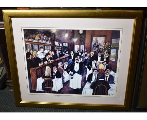 A Framed Print of Bar Scene, has Been Scratched, 64x49cm 