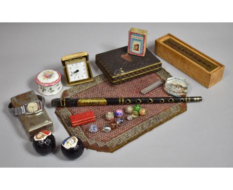 A Collection of Sundries to Include Viceroy accordion (AF), Clarke Penny Whistle, Miniature Harmonica, Wooden Pencil Case, Vi