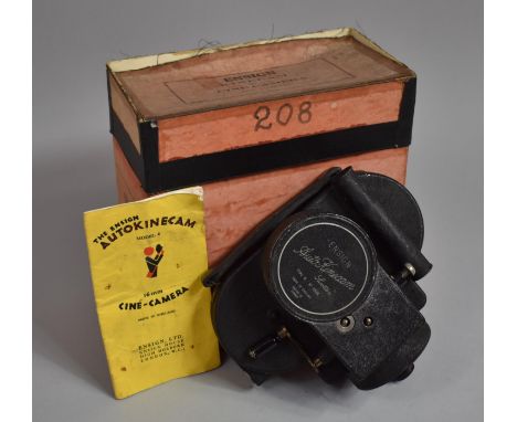 A Vintage 16mm Ensign Kinecam Cine Camera in Original Cardboard Box and with Instruction Booklet 