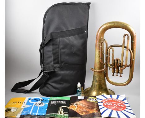 A Vintage Brass Weltklang Tuba Euphonium, Complete with Canvas Carrying Bag, Some Condition Issues 