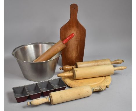 A Collection of Vintage Kitchenalia to Include Jam Kettle, Rolling Pins etc 