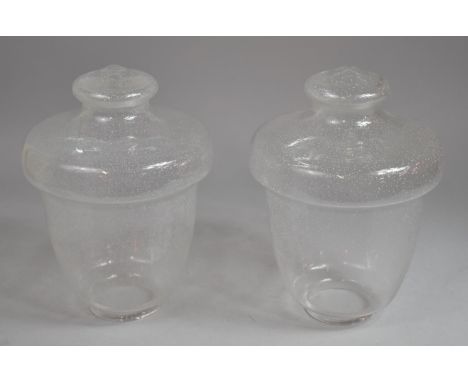 A Pair of Glass Light Shades, Each 28cm high 