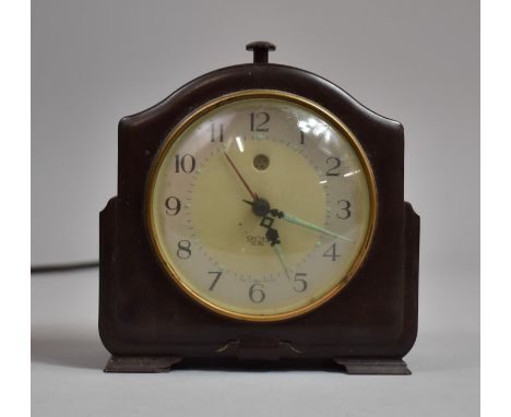 An Art Deco Bakelite Electric Alarm Clock by Smith Sectric, 13cm wide 