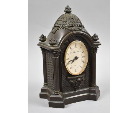 A Modern Cast Resin Mantle Clock of Architectural Form By Genesis, Ireland, 23cm high 