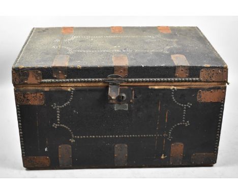 A Vintage Travelling Trunk by John Avery, Birmingham with Studded and Metal Banding, 75cm wide 