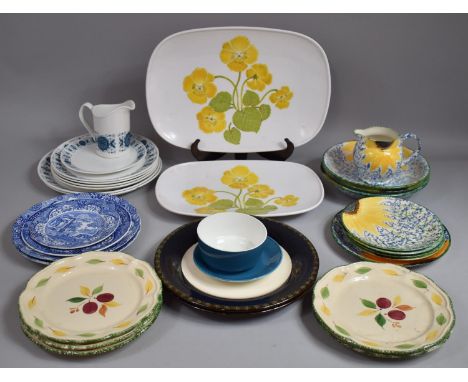 A Collection of Various Ceramics to Comprise Spode Italian Blue and White Plates, Poole Pottery Sunflower Items to Include Bo